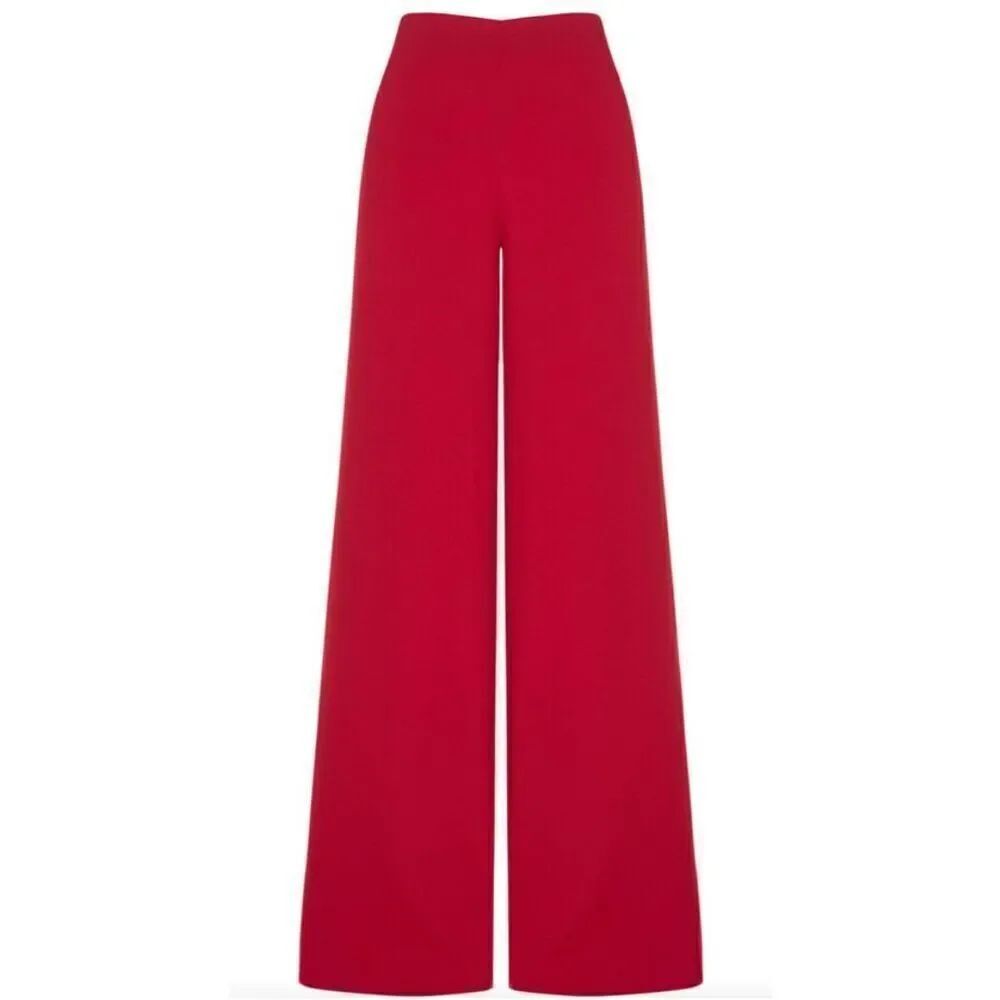 Sophie et Voila Tailored Crepe Wide-Leg Pants in Red NWT Size 42/10